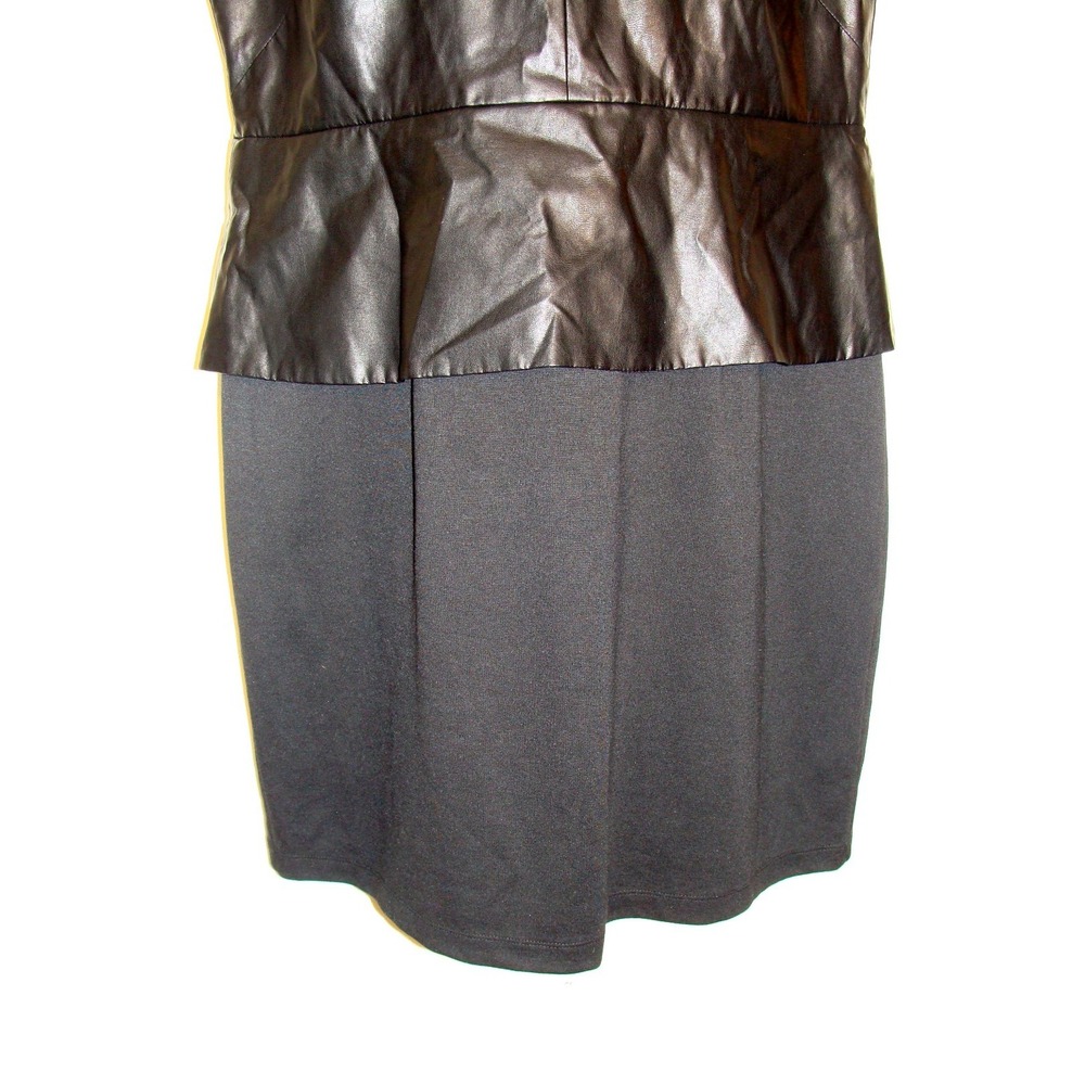 ALYX LIMITED BLACK FAUX LEATHER PEPLUM DRESS SIZE 16 A132 - Picture 4 of 9